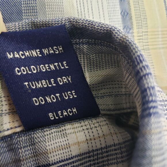 RK Brand Mens Shirt Size Small Western Pearl Snap 2 Pocket Blue Plaid Short Slv - Picture 9 of 9